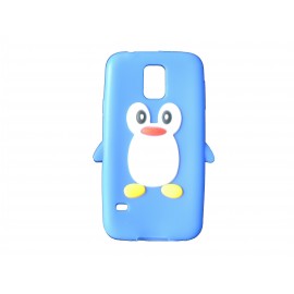 Coque silicone Samsung Galaxy S5 G900 pingouin bleu + film protection écran offert