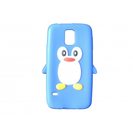 Coque silicone Samsung Galaxy S5 G900 pingouin bleu + film protection écran offert
