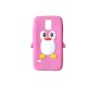Coque silicone Samsung Galaxy S5 G900 pingouin rose bonbon + film protection écran offert