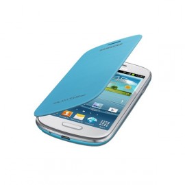 Flip cover Samsung Galaxy S3 mini / I8190 bleu turquoise + film protectin écran