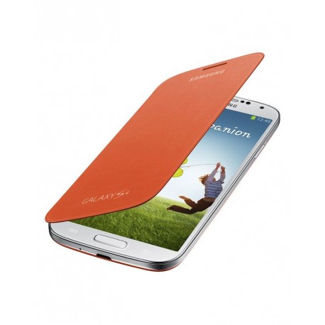 Flip cover origine Samsung Galaxy S4 I9500 orange + film protection écran