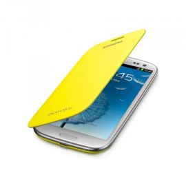 Pochette flip cover origine Samsung I9300 Galaxy S3 jaune + film protection écran