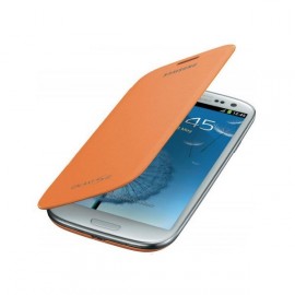 Pochette flip cover origine Samsung I9300 Galaxy S3 orange + film protection écran