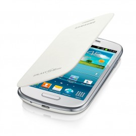 Pochette Etui à rabat origine Samsung Galaxy S3 mini / I8190 blanc + film protectin écran