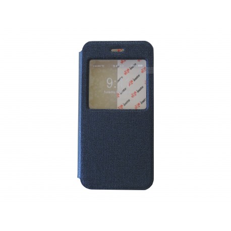 Pochette pour Iphone 6 simili-cuir bleu nuit fenêtre + film protection écran offert