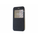 Pochette pour Iphone 6 simili-cuir noir fenêtre + film protection écran offert
