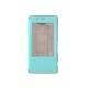 Pochette pour Sony Xperia M2 simili-cuir vert émeraude fenêtre + film protection écran offert