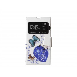 Pochette pour Sony Xperia Z1 simili-cuir papillon bleu + film protection écran offert