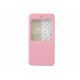 Pochette pour Iphone 6 plus simili-cuir rose clair fenêtre + film protection écran offert