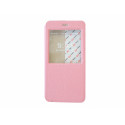 Pochette pour Iphone 6 plus simili-cuir rose clair fenêtre + film protection écran offert