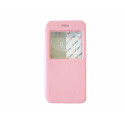 Pochette pour Iphone 6 simili-cuir rose clair fenêtre + film protection écran offert
