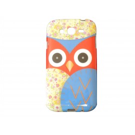 Coque TPU Samsung Galaxy Grand I9080 hibou bleu+ film protection écran offert