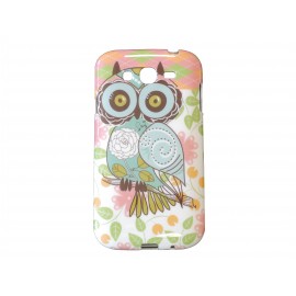 Coque TPU Samsung Galaxy Grand I9080 hibou saumon+ film protection écran offert