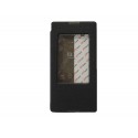 Pochette pour Sony Xperia T2 simili-cuir noir fenêtre + film protection écran offert