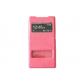 Pochette pour Sony Xperia Z2 simili-cuir rose fuschia + film protection écran offert