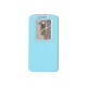 Pochette pour LG G2 bleue turquoise fenêtre + film protection écran offert