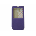 Pochette pour Samsung Galaxy S5 G900 simili-cuir violet fenêtre + film protection écran