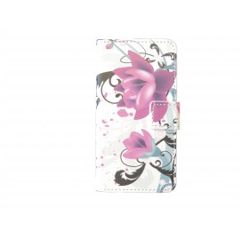 Pochette pour Samsung Galaxy Alpha G850 fleurs roses + film protection écran