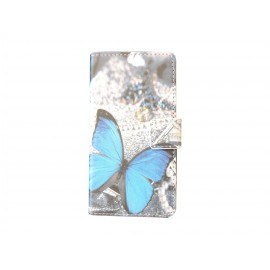 Pochette pour Samsung Galaxy Alpha G850 papillon bleu + film protection écran