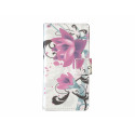 Pochette pour Sony Xperia Z3 compact fleurs roses  + film protection écran