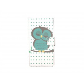 Pochette pour Wiko Highway hibou vert émeraude + film protection écran