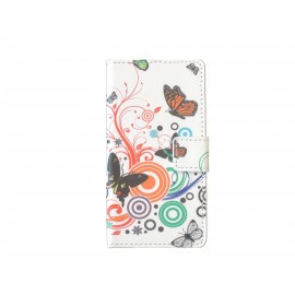 Pochette pour Wiko Wax papillons multicolores + film protection écran