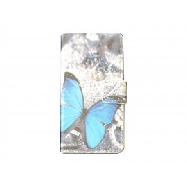 Pochette pour Wiko Wax papillon bleu+ film protection écran