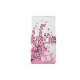 Pochette pour Wiko Wax petites fleurs roses+ film protection écran