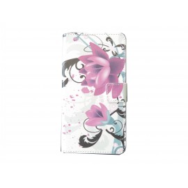 Pochette pour Wiko Wax fleurs roses + film protection écran