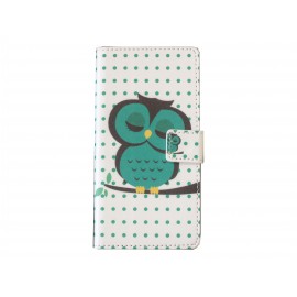 Pochette pour Wiko Getaway hibou vert émeraude + film protection écran