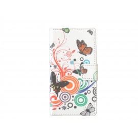 Pochette pour Wiko Getaway papillons multicolores + film protection écran