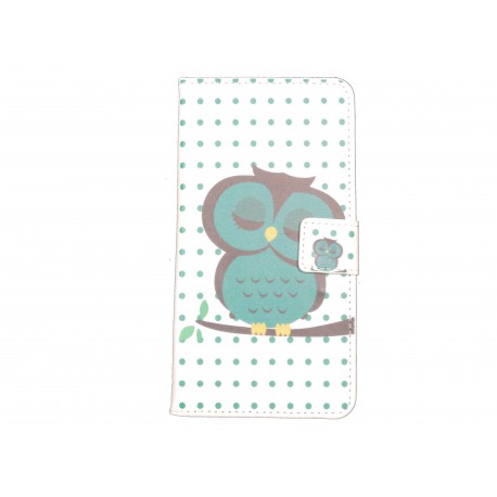 Pochette pour Wiko Rainbow hibou vert émeraude + film protection écran