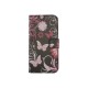 Pochette pour Wiko Barry noire papillons roses + film protection écran