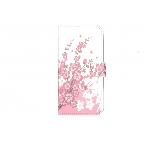 Pochette pour Wiko Barry petites fleurs roses+ film protection écran