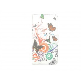 Pochette pour Wiko Barry papillons multicolores + film protection écran
