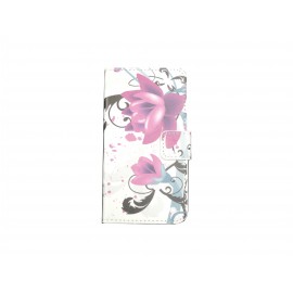 Pochette pour Samsung Galaxy Core Plus G350 fleurs roses+ film protection écran offert