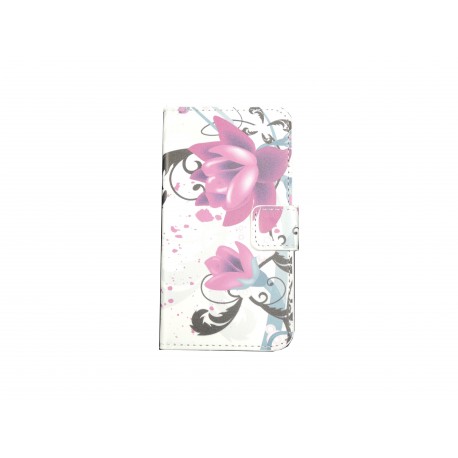 Pochette pour Samsung Galaxy Core Plus G350 fleurs roses+ film protection écran offert