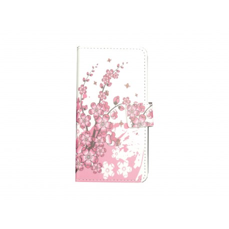 Pochette pour Samsung Galaxy Alpha G850 petites fleurs roses + film protection écran