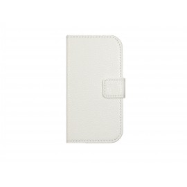Pochette pour Samsung Galaxy Trend Lite S7390 simili-cuir blanche granité+ film protection écran