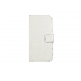 Pochette pour Samsung Galaxy Trend Lite S7390 simili-cuir blanche granité+ film protection écran