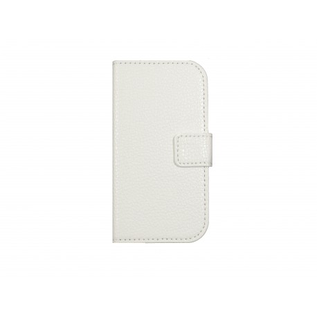 Pochette pour Samsung Galaxy Trend Lite S7390 simili-cuir blanche granité+ film protection écran