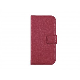 Pochette pour Samsung Galaxy Trend Lite S7390 simili-cuir rose granité+ film protection écran