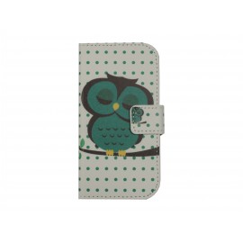 Pochette pour Samsung Galaxy Trend Lite S7390 hibou vert émeraude+ film protection écran