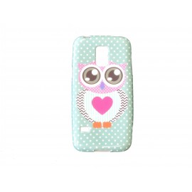 Coque TPU Samsung Galaxy S5 Mini G800 hibou coeur rose + film protection écran offert