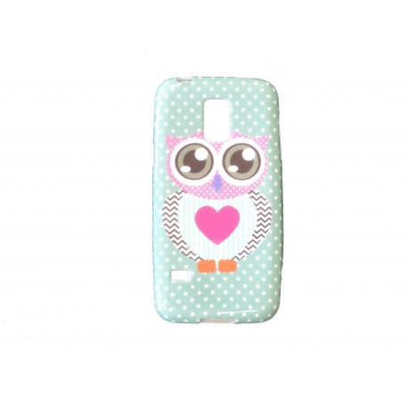 Coque TPU Samsung Galaxy S5 Mini G800 hibou coeur rose + film protection écran offert