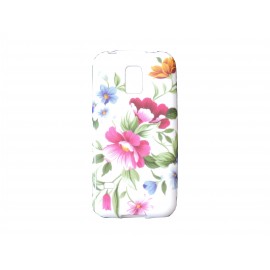 Coque TPU Samsung Galaxy S5 Mini G800 fleurs roses + film protection écran offert