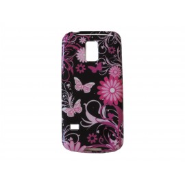 Coque TPU Samsung Galaxy S5 Mini G800 noire papillons roses+ film protection écran offert