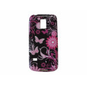 Coque TPU Samsung Galaxy S5 Mini G800 noire papillons roses+ film protection écran offert