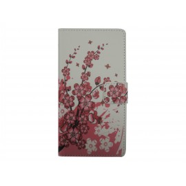 Pochette pour Sony Xperia M2 petites fleurs roses + film protection écran offert