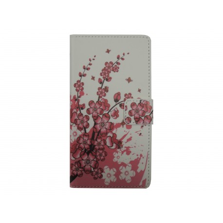 Pochette pour Sony Xperia M2 petites fleurs roses + film protection écran offert